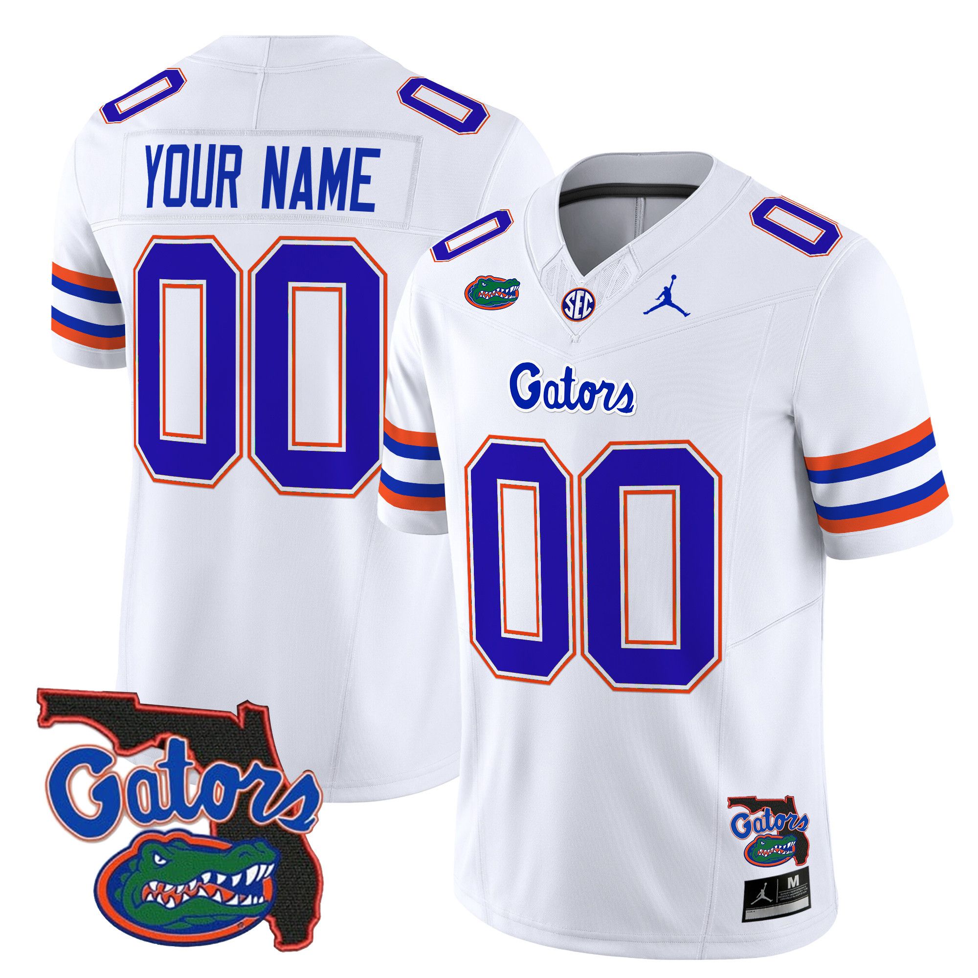 Men Florida Gators White 2024 Florida Patch Vapor Limited Custom NCAA Jersey